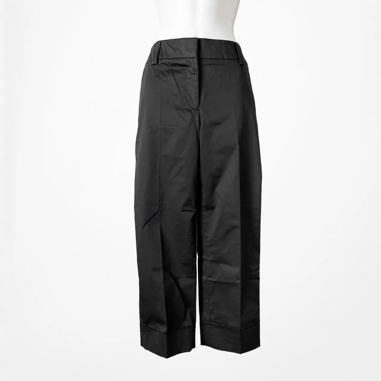 Ann Taylor Black Petite Tapered Mid Rise Cropped Pants Trousers Size 6/M