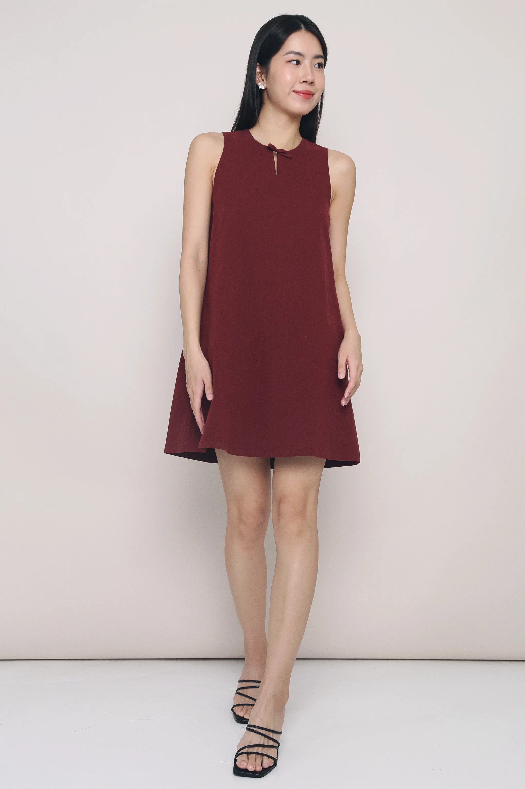 Aurelia Bow Shift Dress Burgundy