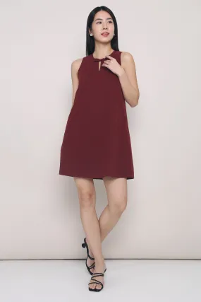 Aurelia Bow Shift Dress Burgundy
