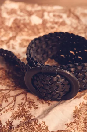 BELYA BLACK BRAIDED LEATHER BELT