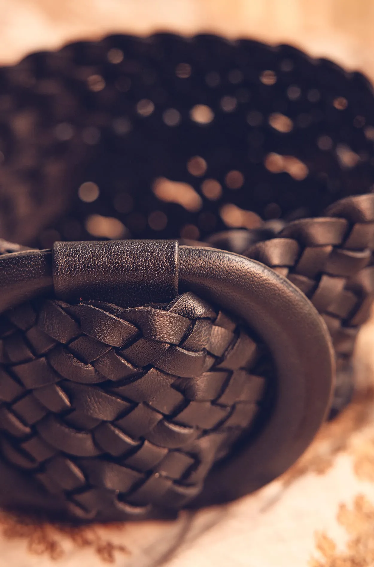 BELYA BLACK BRAIDED LEATHER BELT