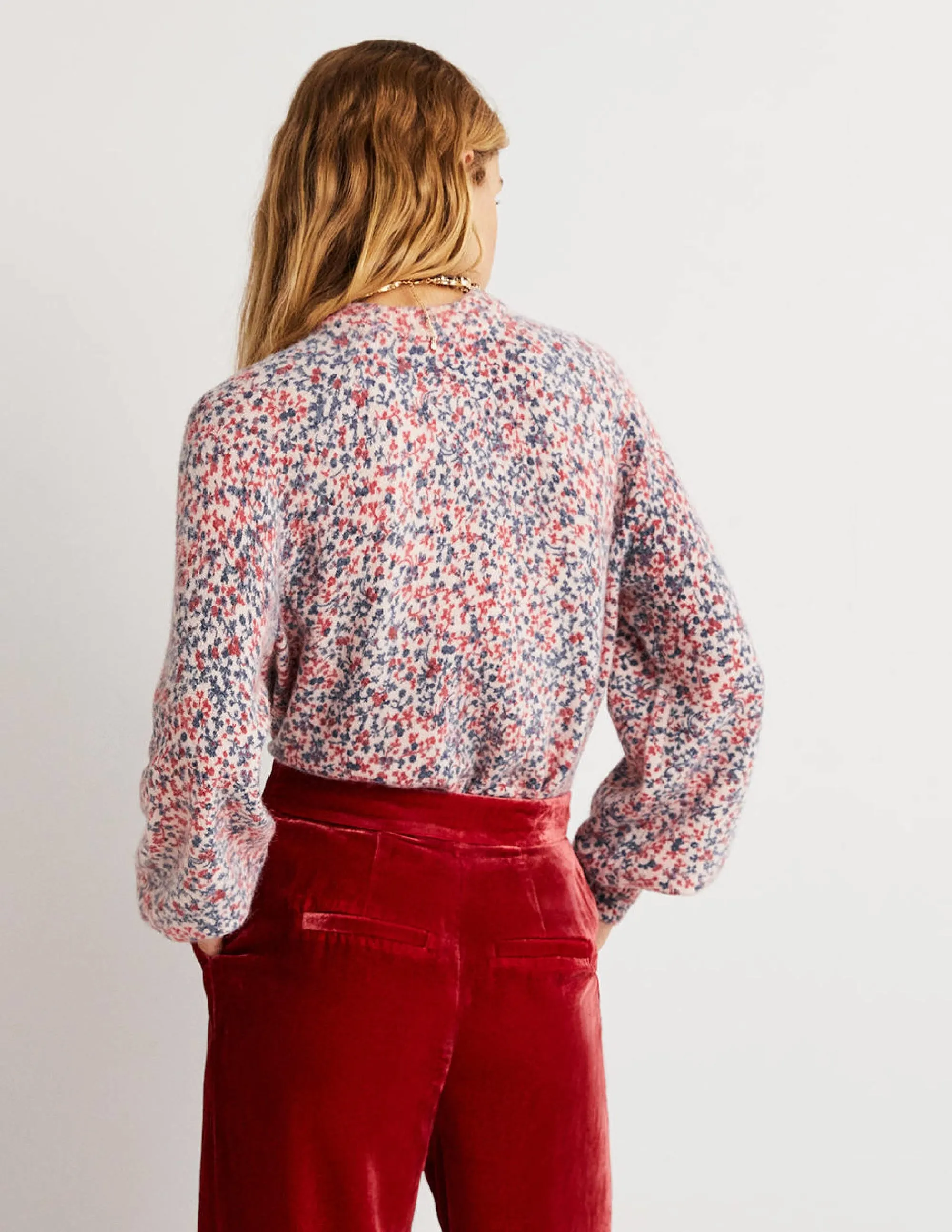 Blouson Sleeve Fluffy Jumper-Milkshake, Wild Vine