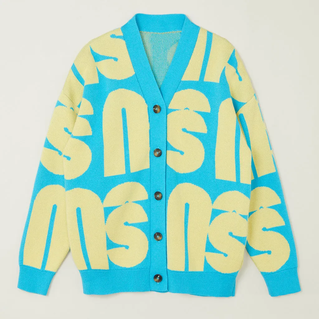 Cardigan Jacquard Turquoise Butter - Sample