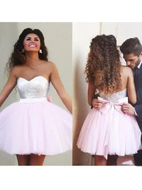 C|Bridelily A-Line Tulle Sweetheart Sleeveless Short/Mini With Beading Dresses