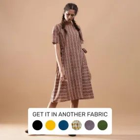 Cotton Kalamkari Block Print Striped Flared Midi Dress
