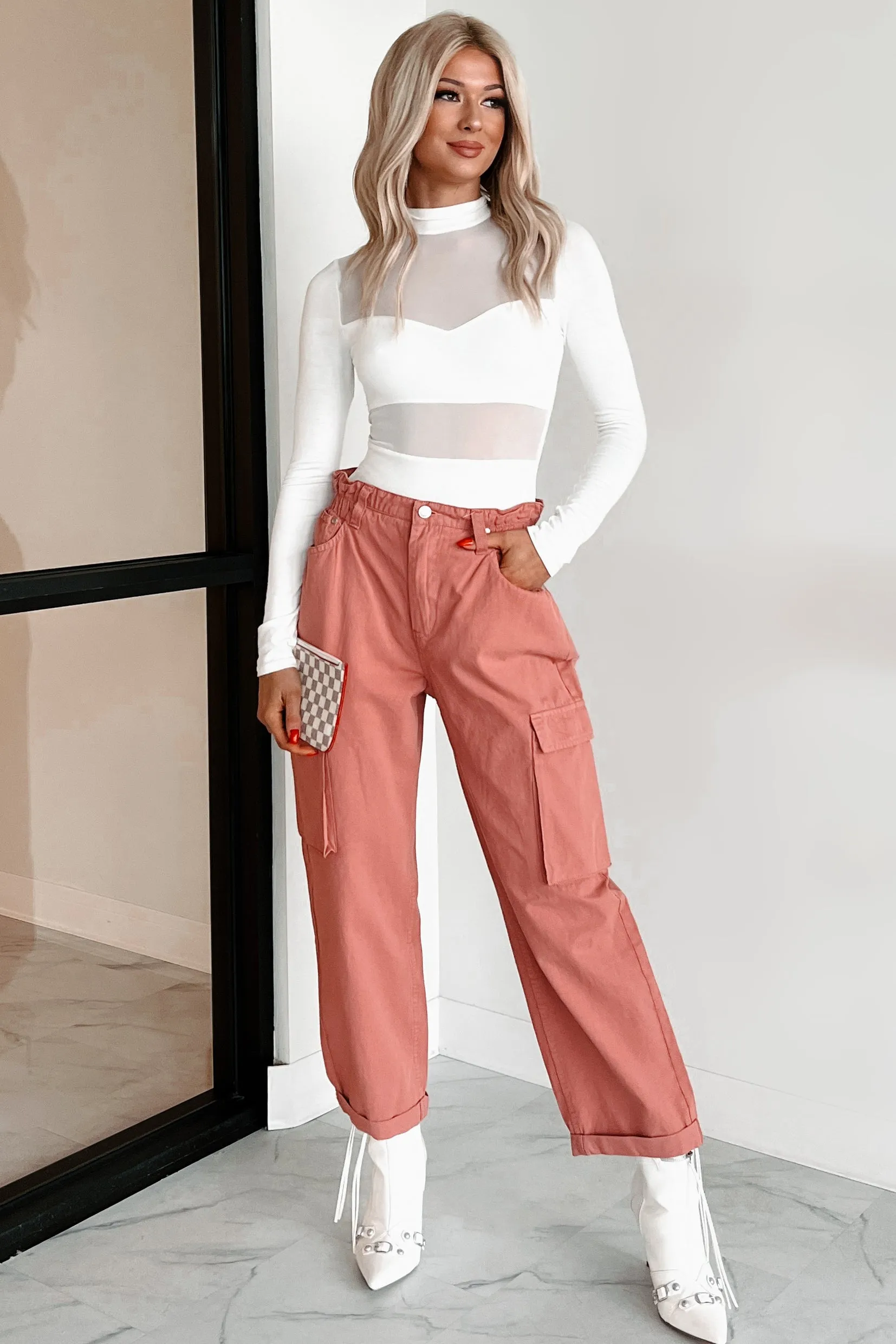 DOORBUSTER Finch Paperbag Cargo Pants (Mauve)