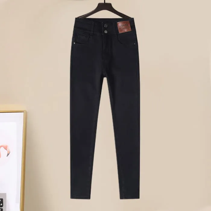 Elegant Pure Color Cable Sweater Plush Pants Set