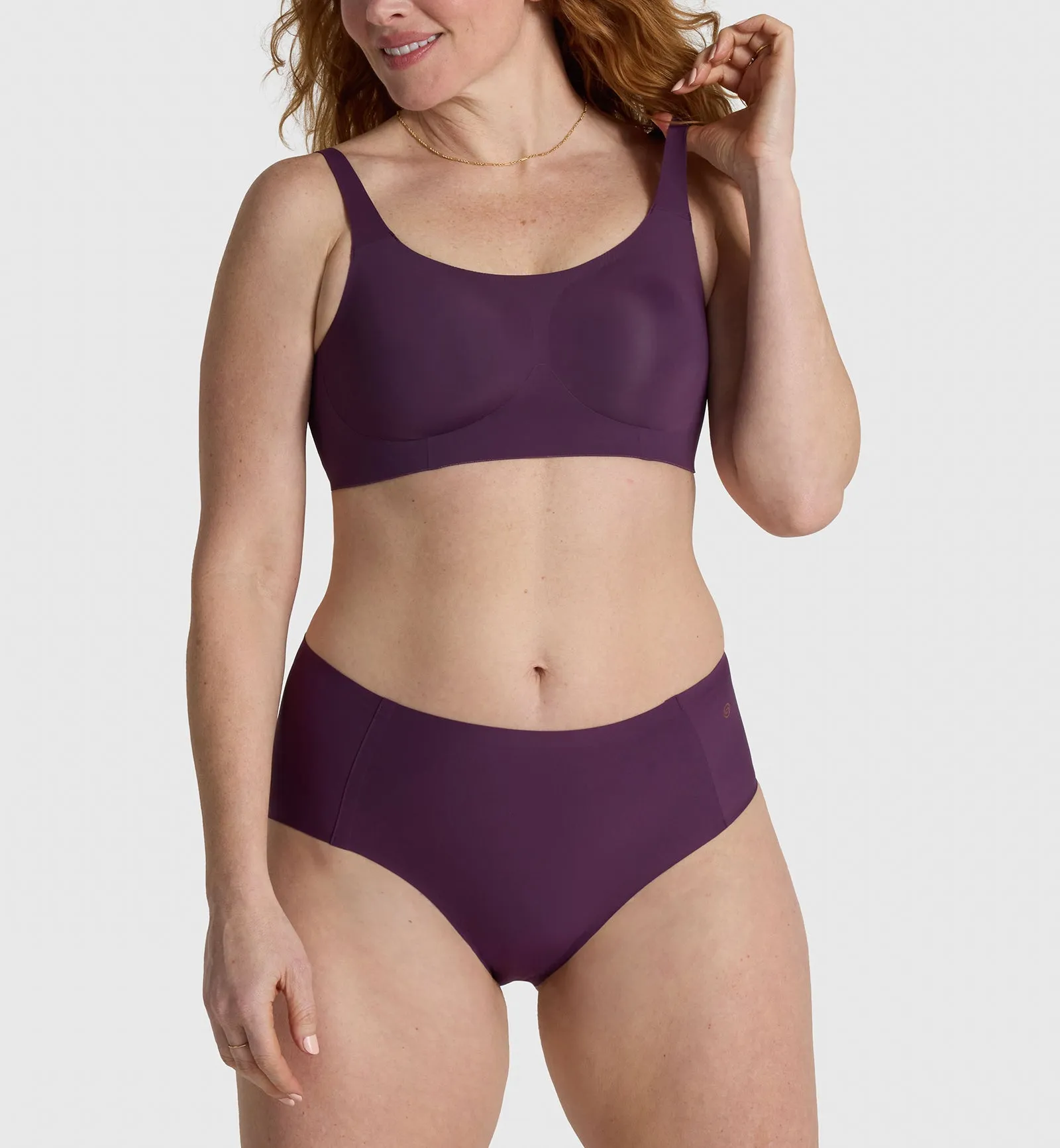 Evelyn & Bobbie High-Waisted Retro Bikini Panty (1704) - Plum