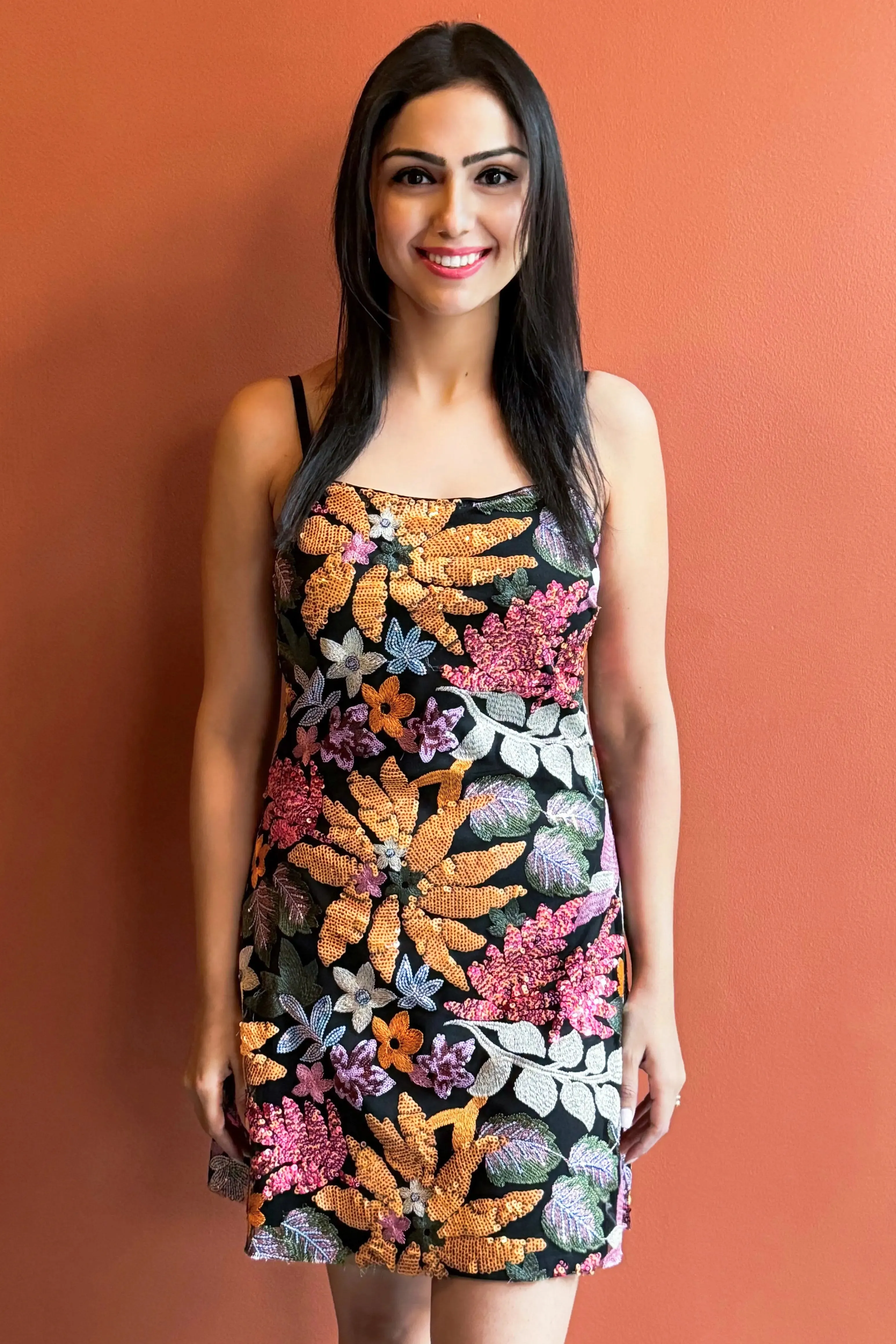 Floral Radiance Sequin Embellished Mini Dress