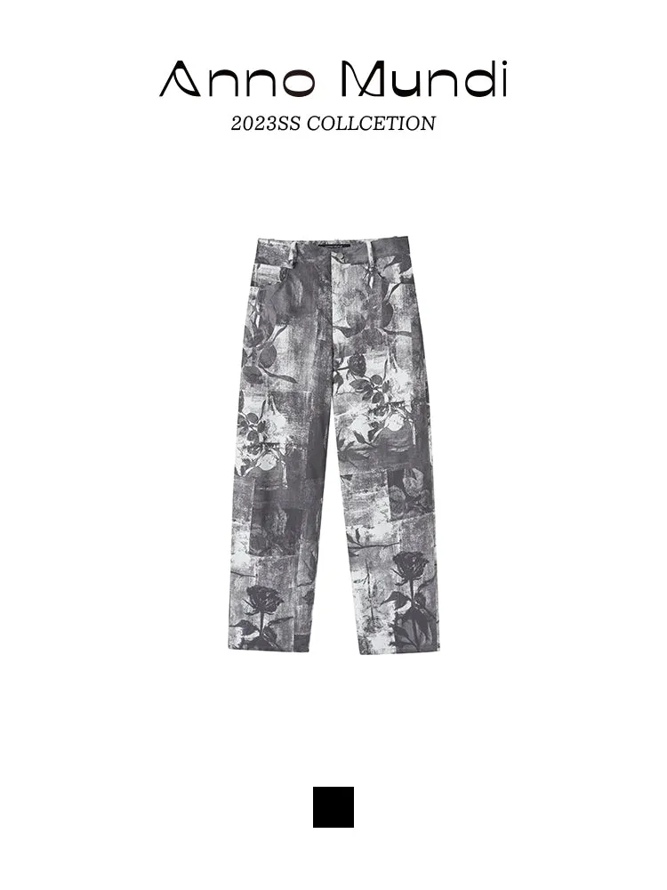 Flower Retro Chic Silhouette Wide-Pants