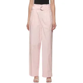GANNI Pink Paperbag Belted Trousers
