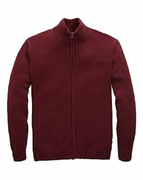 Girls Boys Teen Unisex Burgundy High Neck Cardigan