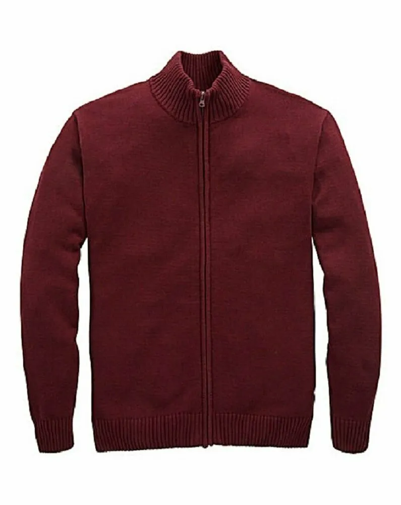 Girls Boys Teen Unisex Burgundy High Neck Cardigan