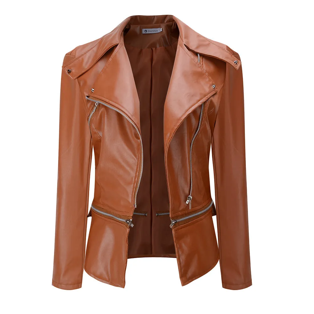GlamzLife's Stylish Leather Zipper Jackets For Women