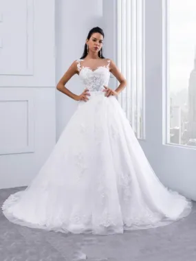 Lace Appliques Ball Gown Wedding Dresses