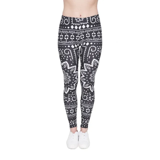 leggins Slim legins stretchy Leggings Fashion Woman Pants Sexy Women Legging Casual Blue streak Printing Fitness