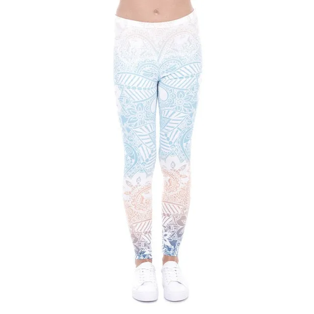 leggins Slim legins stretchy Leggings Fashion Woman Pants Sexy Women Legging Casual Blue streak Printing Fitness
