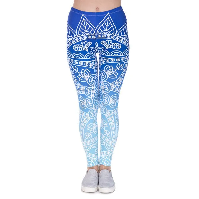 leggins Slim legins stretchy Leggings Fashion Woman Pants Sexy Women Legging Casual Blue streak Printing Fitness