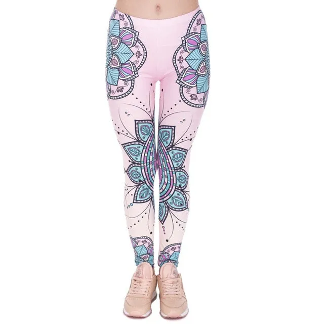 leggins Slim legins stretchy Leggings Fashion Woman Pants Sexy Women Legging Casual Blue streak Printing Fitness