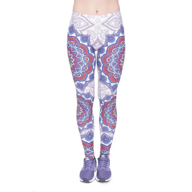 leggins Slim legins stretchy Leggings Fashion Woman Pants Sexy Women Legging Casual Blue streak Printing Fitness