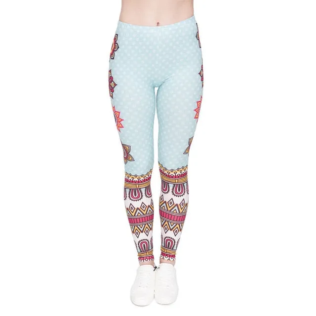 leggins Slim legins stretchy Leggings Fashion Woman Pants Sexy Women Legging Casual Blue streak Printing Fitness