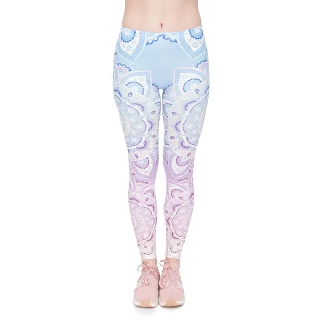 leggins Slim legins stretchy Leggings Fashion Woman Pants Sexy Women Legging Casual Blue streak Printing Fitness