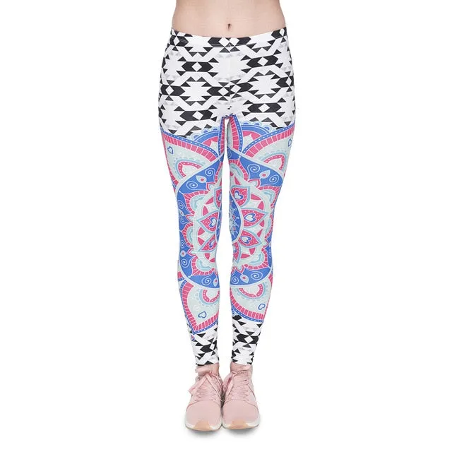 leggins Slim legins stretchy Leggings Fashion Woman Pants Sexy Women Legging Casual Blue streak Printing Fitness