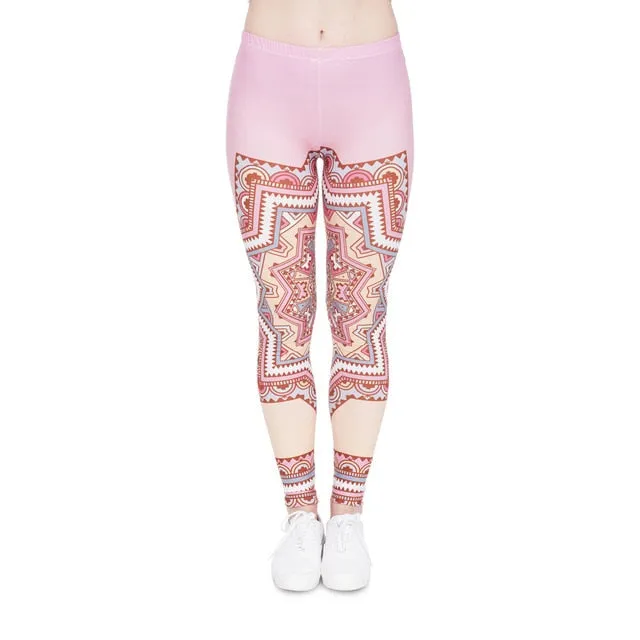 leggins Slim legins stretchy Leggings Fashion Woman Pants Sexy Women Legging Casual Blue streak Printing Fitness