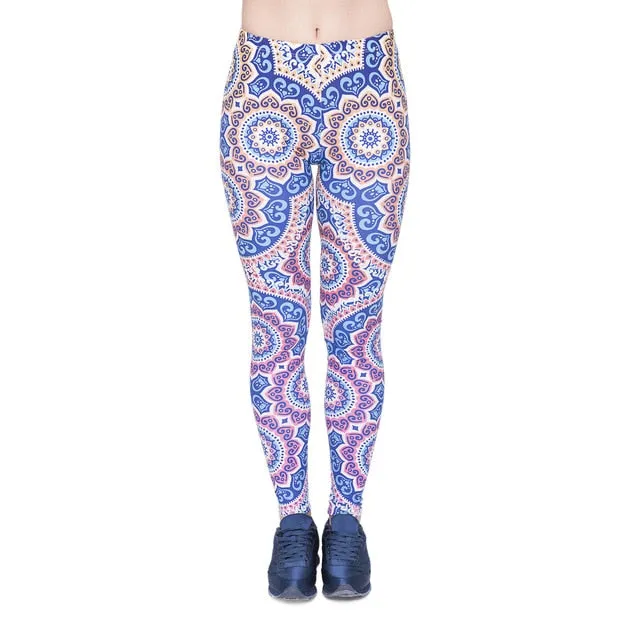 leggins Slim legins stretchy Leggings Fashion Woman Pants Sexy Women Legging Casual Blue streak Printing Fitness