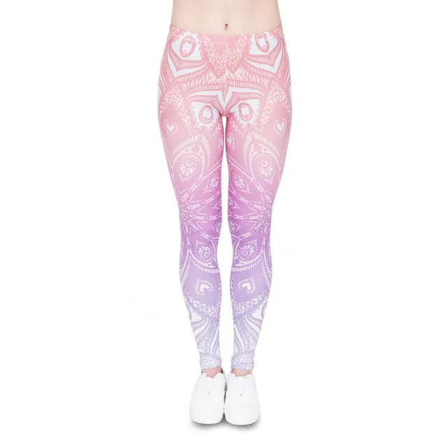 leggins Slim legins stretchy Leggings Fashion Woman Pants Sexy Women Legging Casual Blue streak Printing Fitness