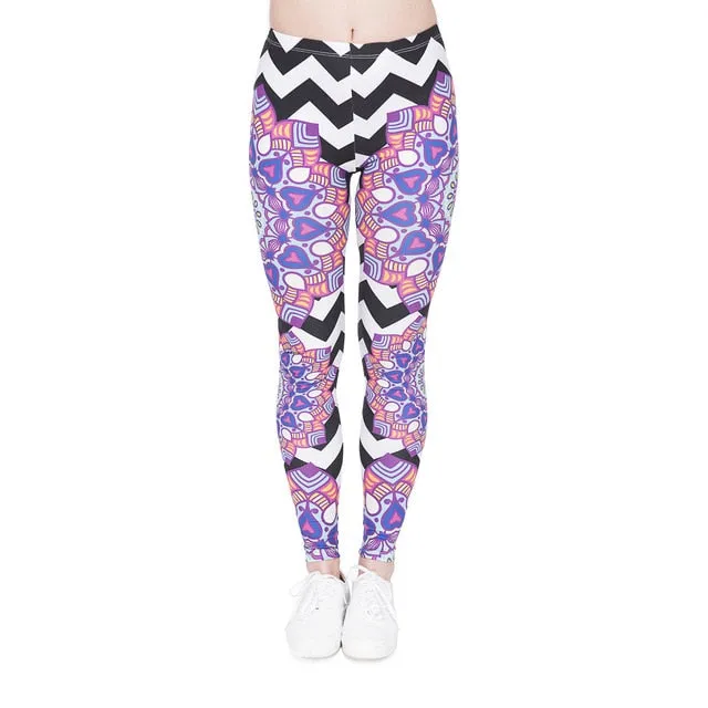 leggins Slim legins stretchy Leggings Fashion Woman Pants Sexy Women Legging Casual Blue streak Printing Fitness