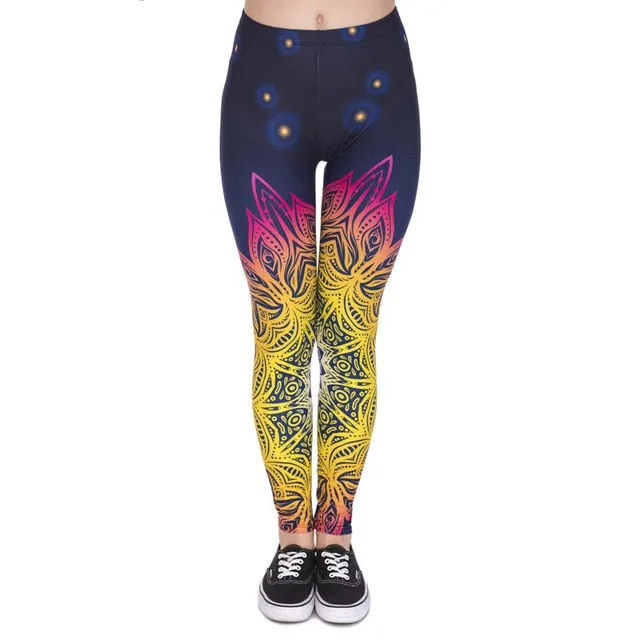 leggins Slim legins stretchy Leggings Fashion Woman Pants Sexy Women Legging Casual Blue streak Printing Fitness