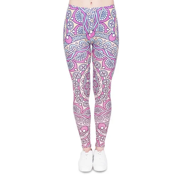 leggins Slim legins stretchy Leggings Fashion Woman Pants Sexy Women Legging Casual Blue streak Printing Fitness