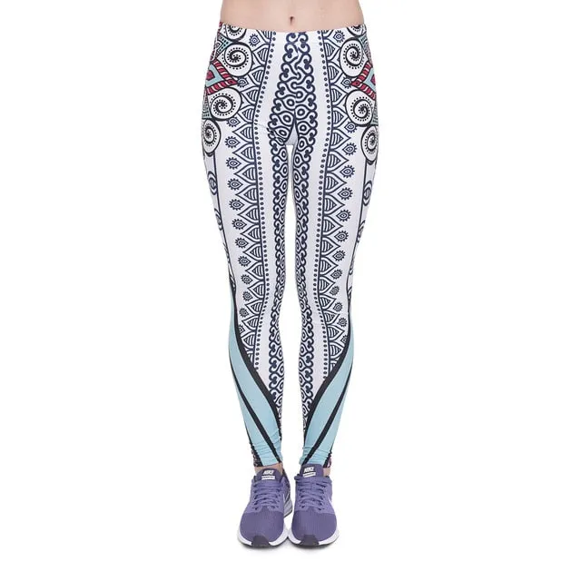 leggins Slim legins stretchy Leggings Fashion Woman Pants Sexy Women Legging Casual Blue streak Printing Fitness
