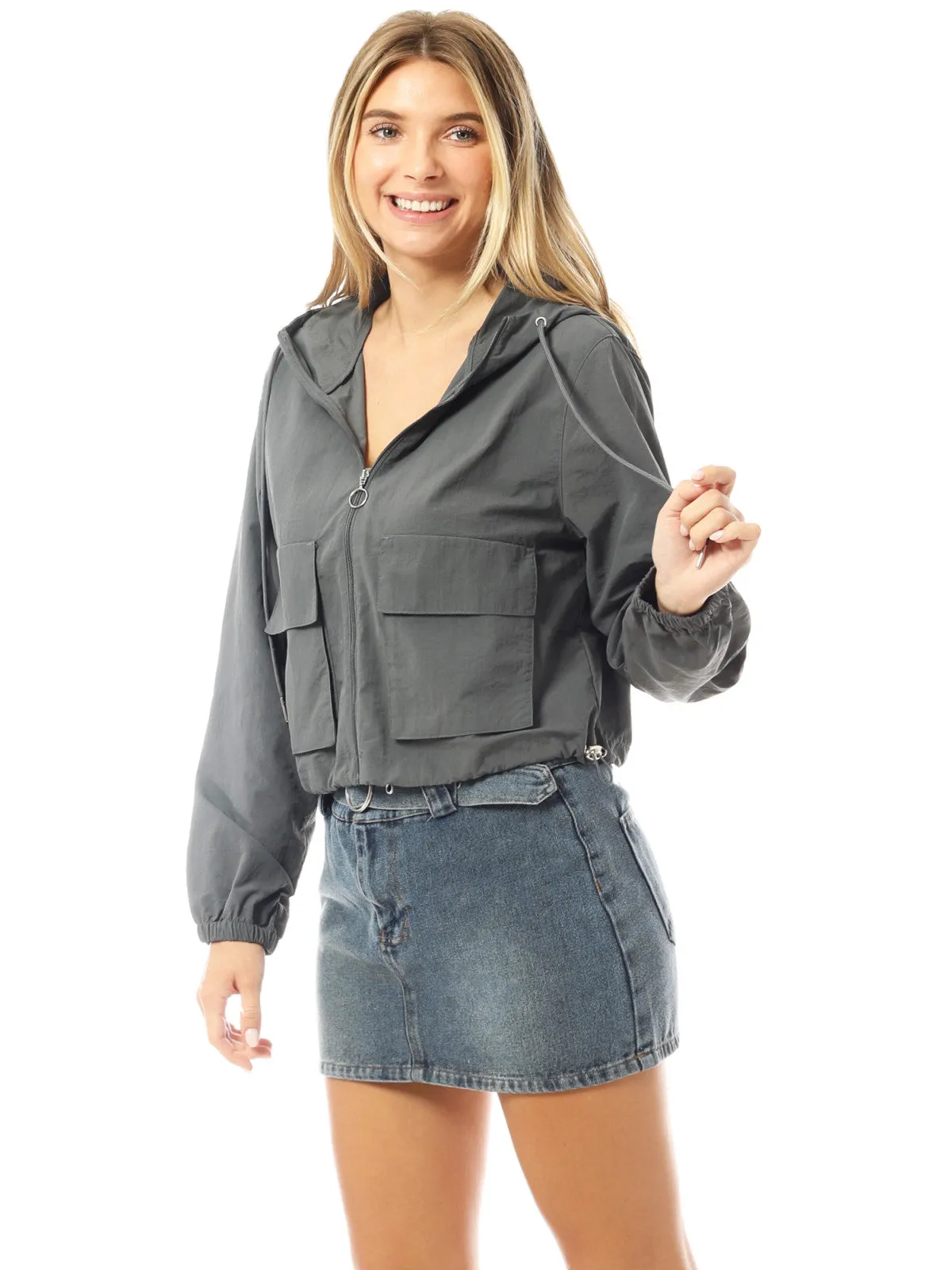 Lightweight Cropped Jackets Yoga Quick Dry Windbreaker Zipper Jackets Workout Running Hoodie Jackets