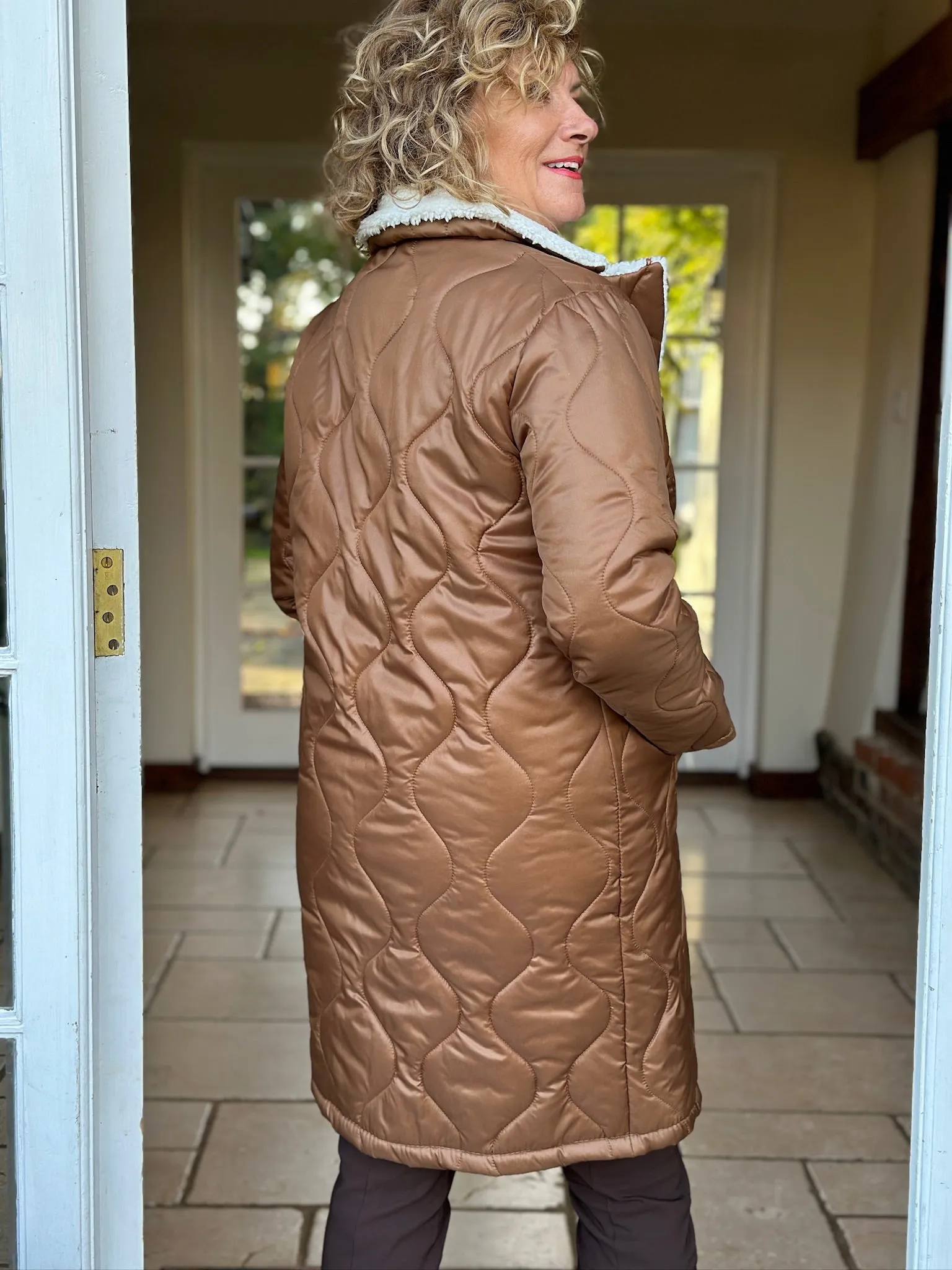 Lightweight Quilted Longline Jacket | Tan