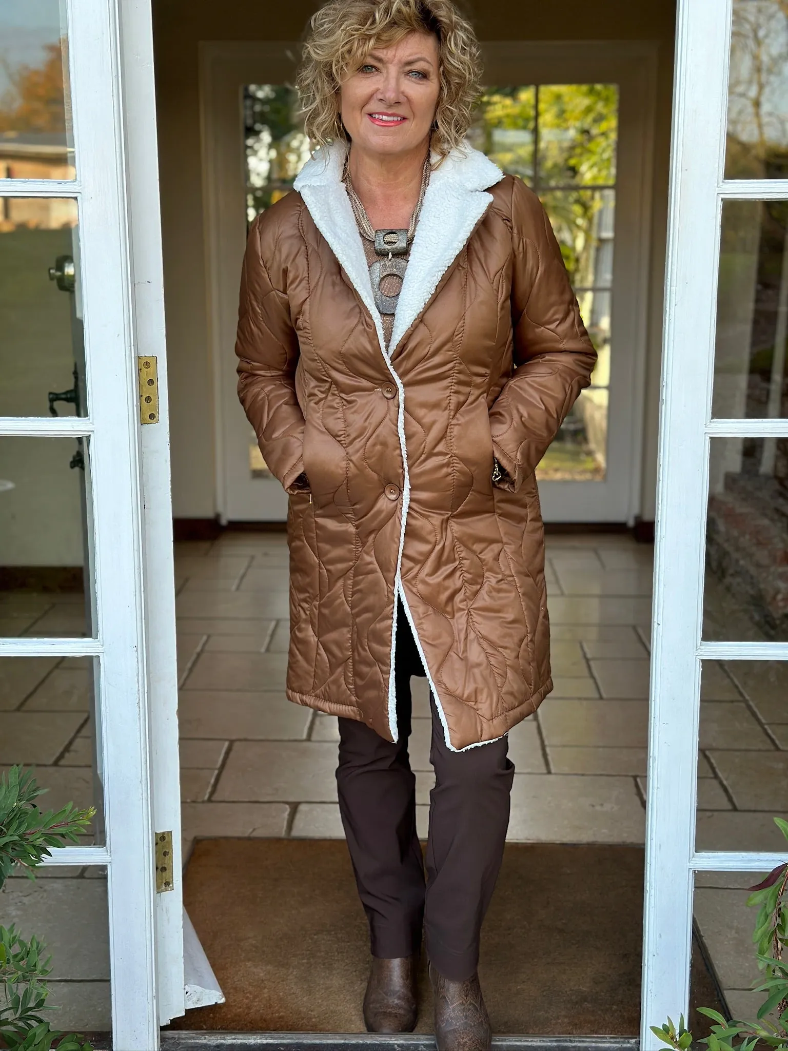 Lightweight Quilted Longline Jacket | Tan