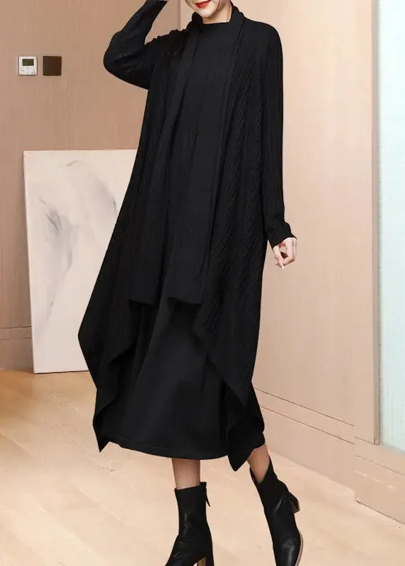 Loose Coffee V Neck Asymmetrical Woolen Cardigans Fall ML2726