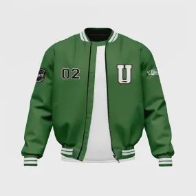 MEN’S GREEN SATIN BOMBER JACKET BY TJS