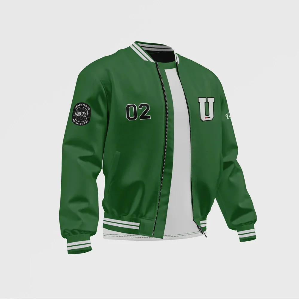 MEN’S GREEN SATIN BOMBER JACKET BY TJS