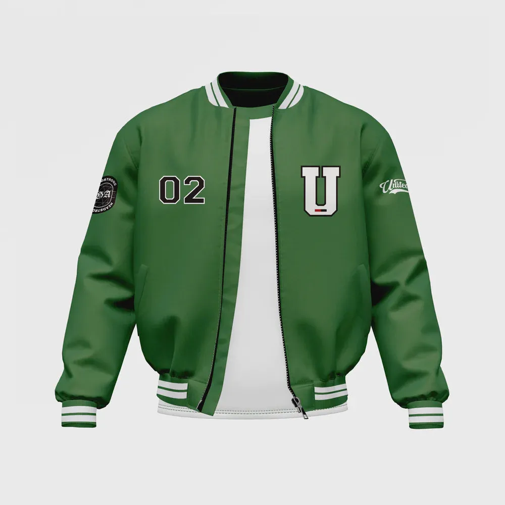 MEN’S GREEN SATIN BOMBER JACKET BY TJS