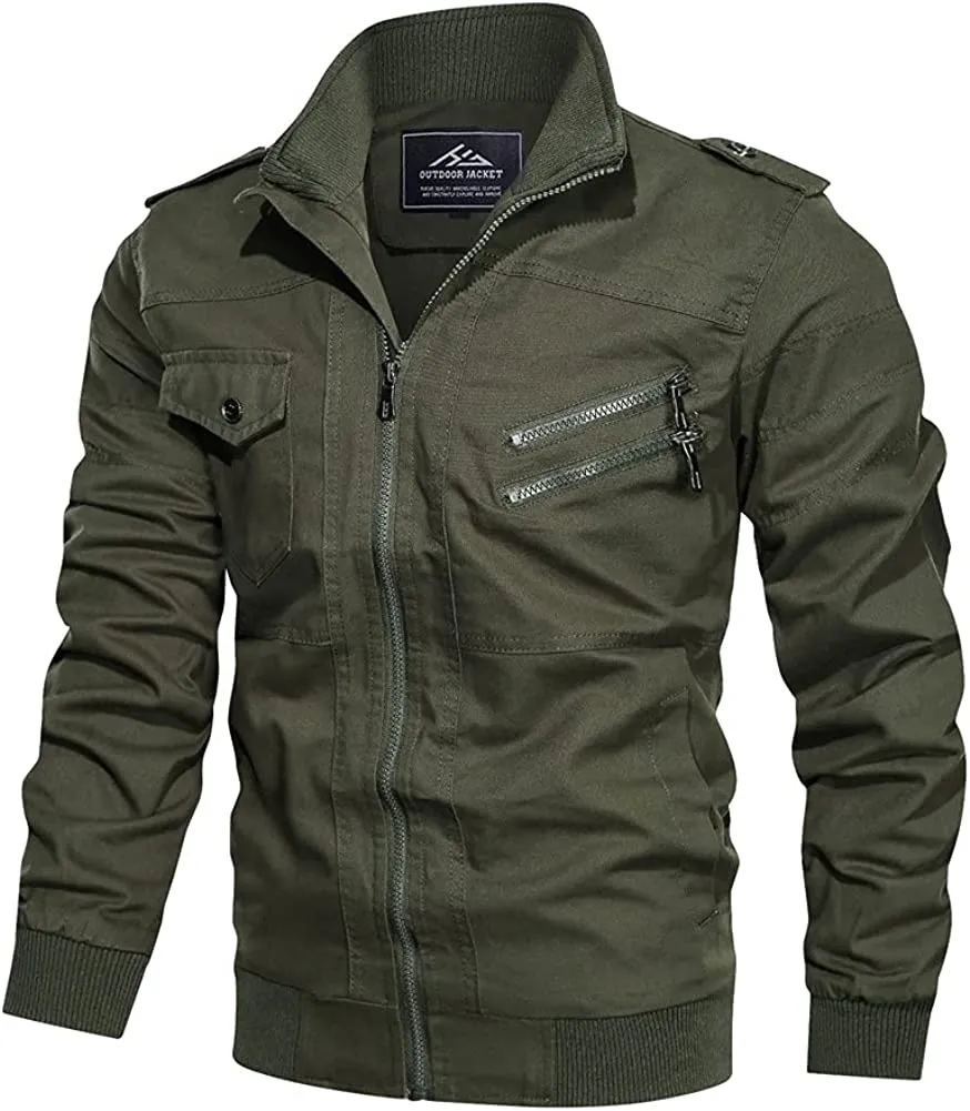 Men's Lightweight Cotton Military Jackets with Pockets