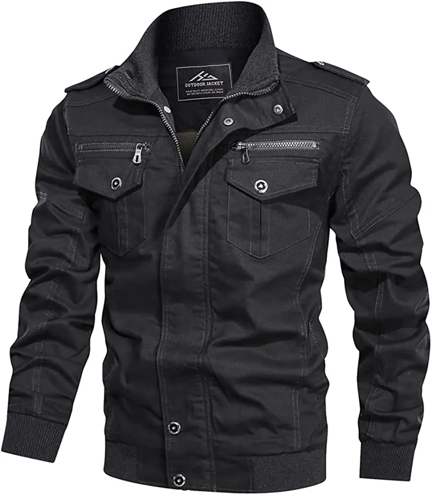 Men's Lightweight Cotton Military Jackets with Pockets