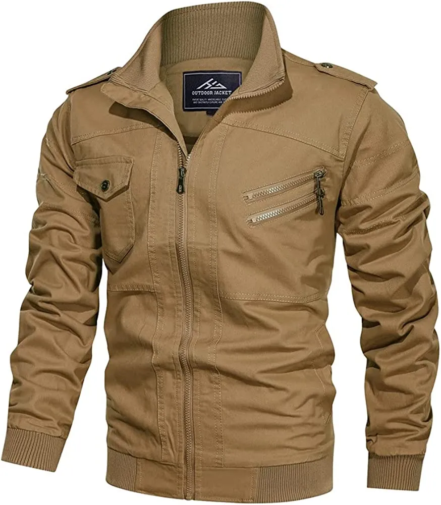 Men's Lightweight Cotton Military Jackets with Pockets