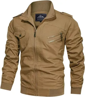 Men's Lightweight Cotton Military Jackets with Pockets