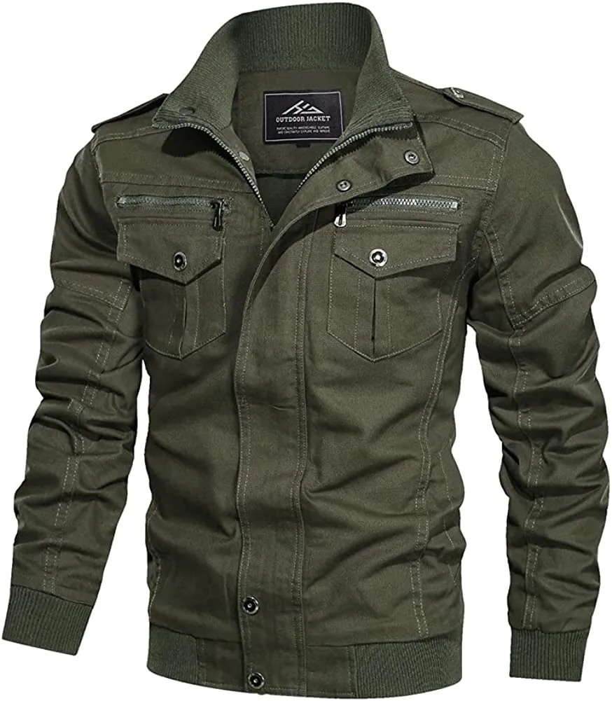 Men's Lightweight Cotton Military Jackets with Pockets