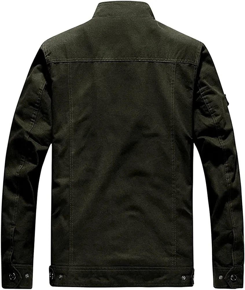 Men's Lightweight Cotton Military Jackets with Pockets