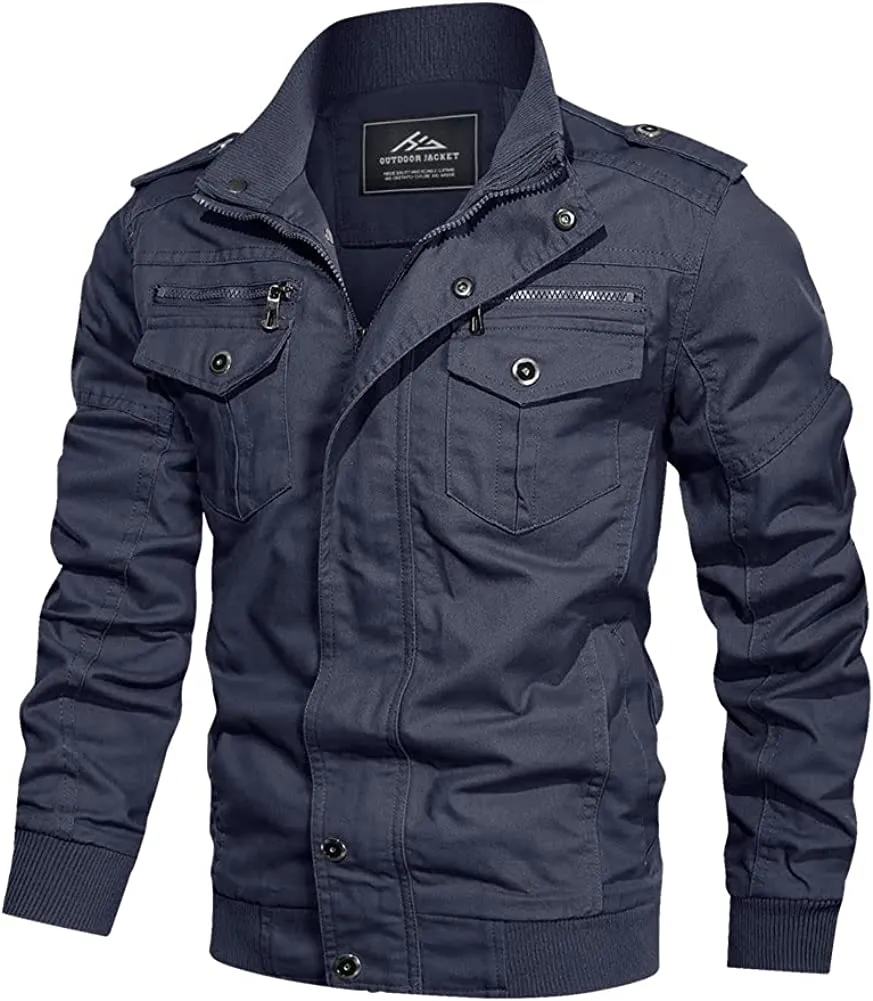 Men's Lightweight Cotton Military Jackets with Pockets