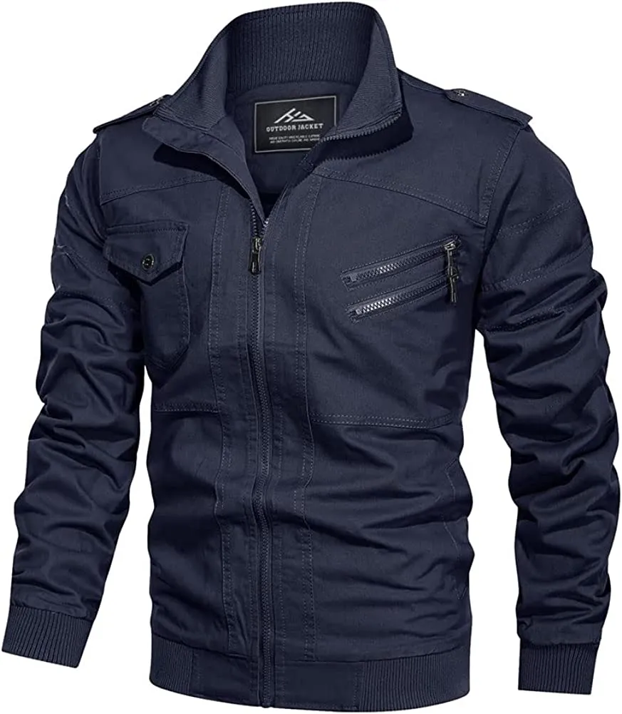 Men's Lightweight Cotton Military Jackets with Pockets