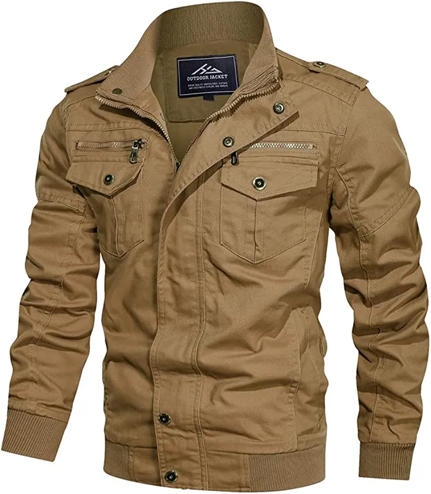 Men's Lightweight Cotton Military Jackets with Pockets